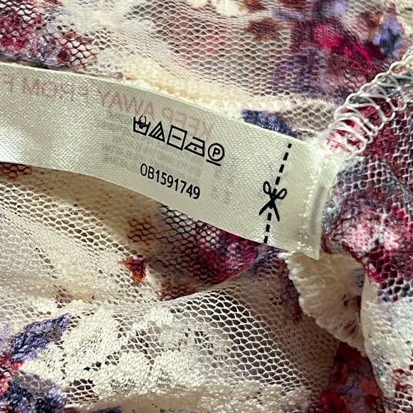 FREE PEOPLE Intimately Lady Lux Top Embroidered Print Floral Mesh Lace Size XL - Picture 9 of 12